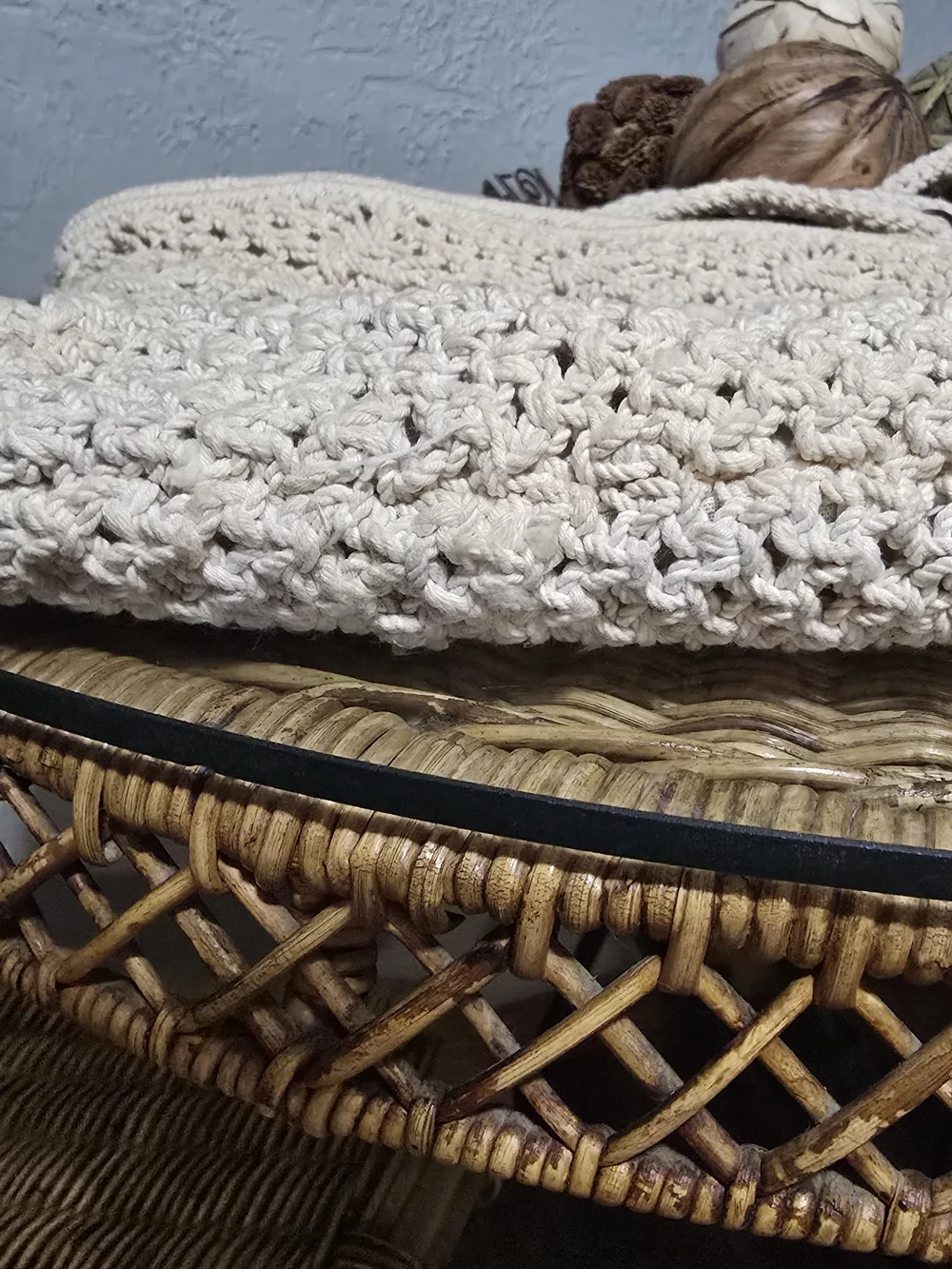 Hand Crafted Cream Crochet Shoulder Bag with Braided Straps